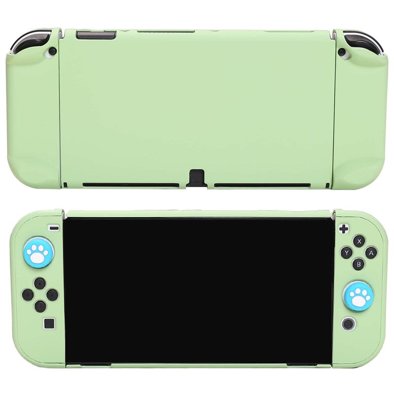 COMCOOL Dockable Case for Nintendo Switch Oled - [9 FT Military Grade Drop Protection] [with Tempered Glass Screen Protector with Thumb Grips] Cute Cover for Nintendo Switch Oled - Tea Green - Image 5